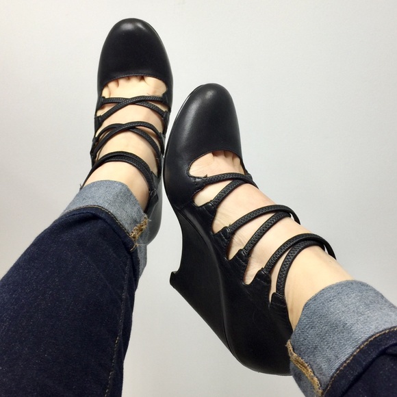 MRKT Shoes - MRKT Jacey leather wedge heels Sz 38